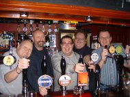 Ian, Tom, Paul, Kev and Johnny behind the bar at The Bohemian in Deal