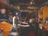 Sam behind the bar at The Fleur in Sandwich 