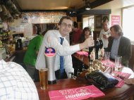 Dave the Landlord behind the bar at the Northern Belle Margate